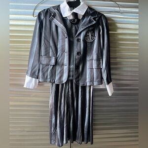 Wednesday Black and Gray Striped Suit Costume